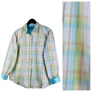 Twenty X XXL 2X 18 20 Shirt Top Blouse Button Down Plaid Western Cowgirl Teal